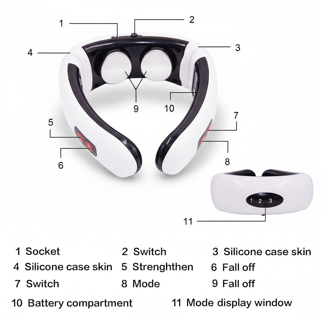 Neck Massager Portable Cordless Equipment Wireless Electric Vibrating