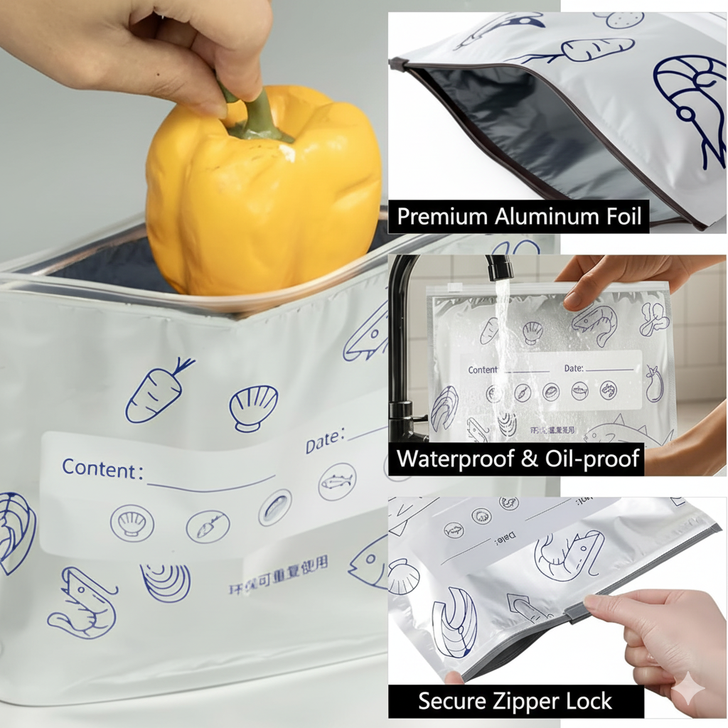 Reusable Aluminum Foil Sealable Storage Bags (Pack of 20)